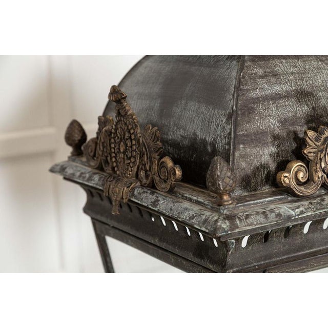 Brown Large French Bronze and Iron Lantern For Sale - Image 8 of 10