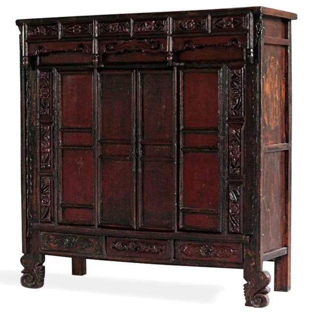 Wood Antique Carved Chinese Temple Cabinet For Sale - Image 7 of 7