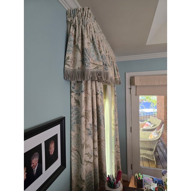 Sanderson Custom Drapery Panels – Original Morris & Co. Cray Design Block For Sale - Image 11 of 12