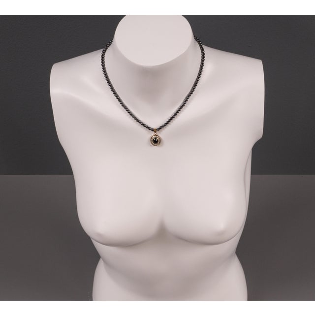 Black Hematite Costume Jewelry Necklace with Earrings, 1950s, Set of 3 For Sale - Image 8 of 16