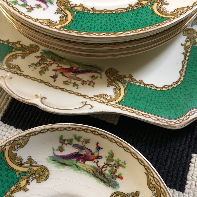 1940s Green Peacock Staffordshire Dinnerware Set of 19 Chairish