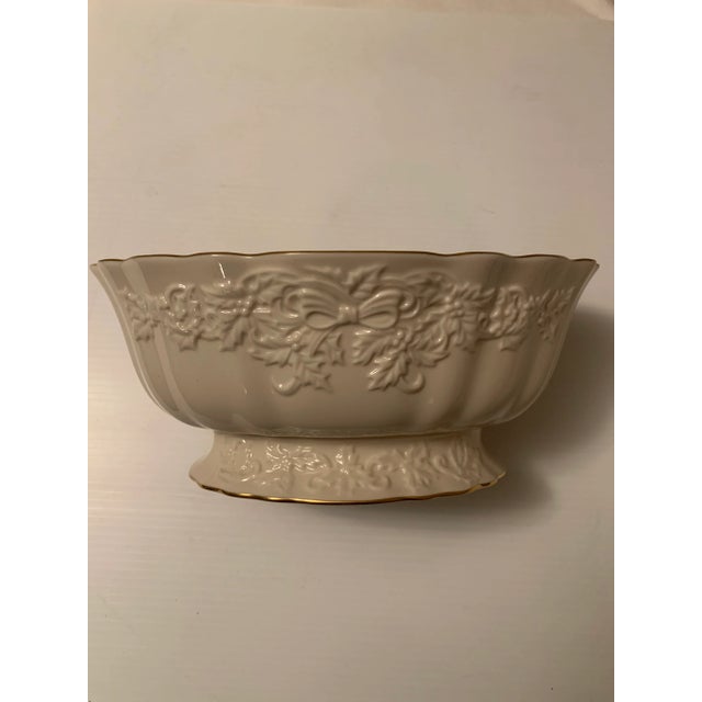 Ecru 1970s Lenox Holiday Hostess Bowl For Sale - Image 8 of 8