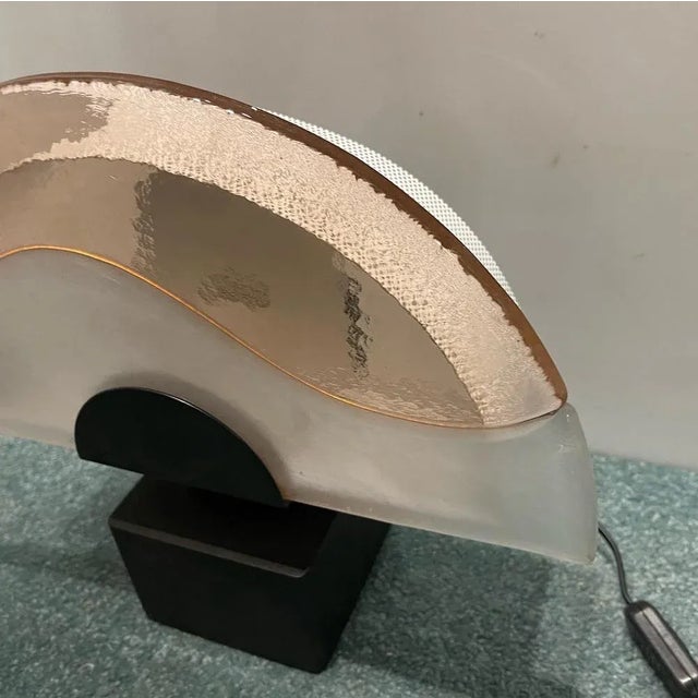 Italian Architectural Murano Glass Table Lamps, 1980s, Set of 2 For Sale - Image 9 of 10