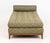Danish Modern Teak Upholstered Daybed, with green checkered button tufted upholstery and matching lumbar pillow on four...