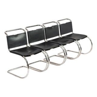 Bauhaus Mid Century Mr 10 Black Side Chairs by Mies Van Der Rohe for Knoll For Sale