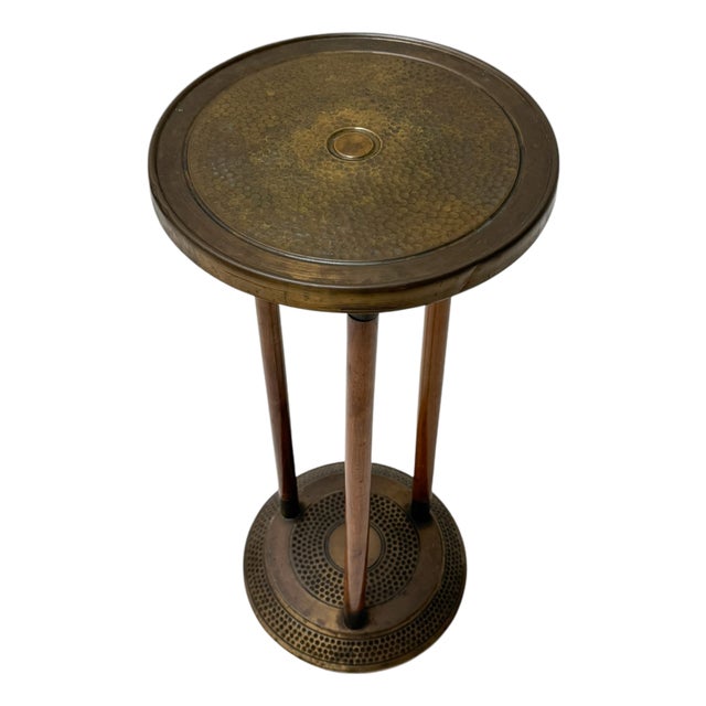 Vienna Secession Pedestal in Walnut and Patinated Brass, 1900s For Sale