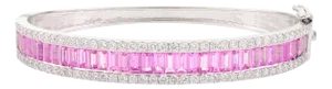 5.05 Ctw Pink Sapphire Baguette Cuff Bracelet in 18k White Gold