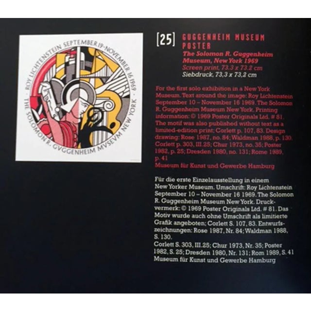 Contemporary Roy Lichtenstein, Sept. 19-Nov. 16, 1969, the Solomon R. Guggenheim Museum, New York, Vintage Museum Exhibition Poster For Sale - Image 3 of 4