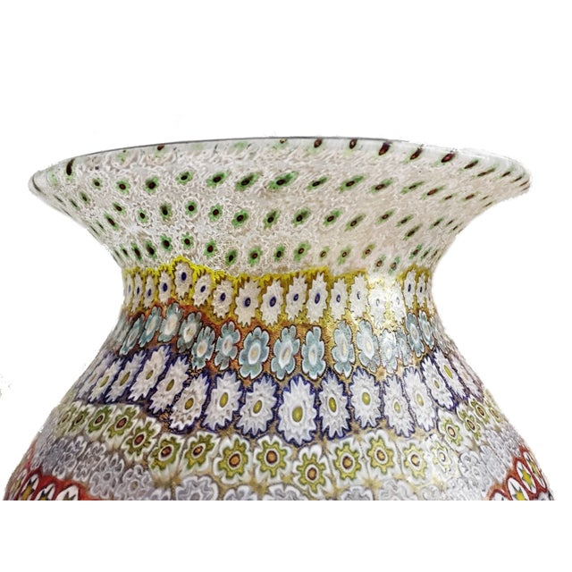 Renaissance Vintage Maestro Imperio Rossi Murano Millefiori Art Glass Vase For Sale - Image 3 of 8