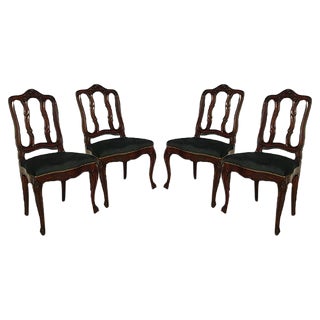 Vintage Louis XV Style Oak Dining Chairs, 1940s, Set of 4 For Sale