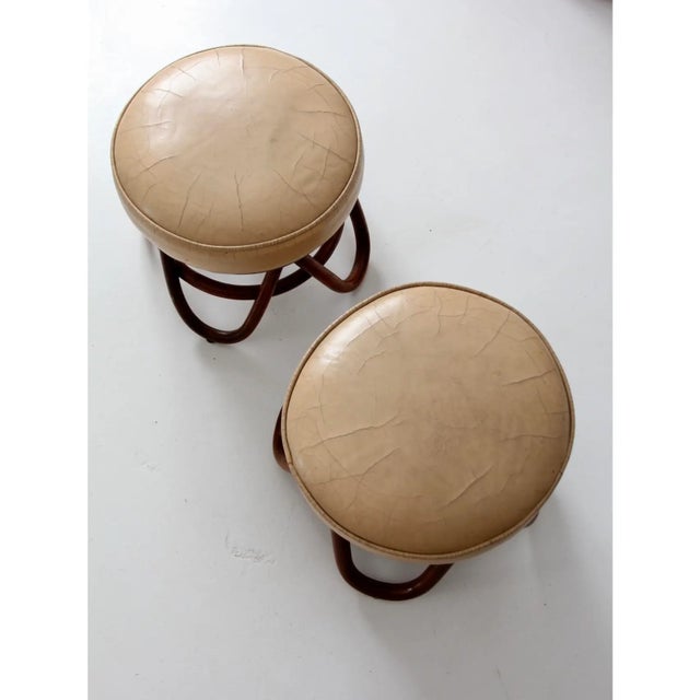 Mid-Century Modern Mid-Century Rattan Swivel Chairs With Ottomans - 4 Pieces For Sale - Image 3 of 16