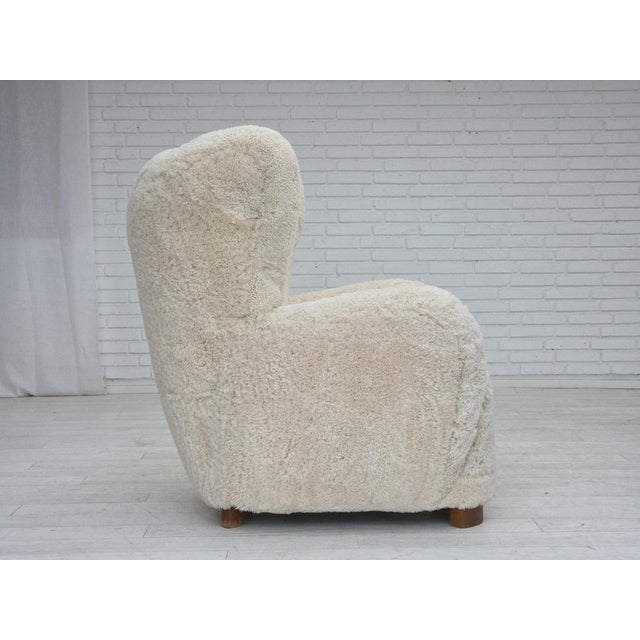 Danish Highback Armchair in Sheepskin, 1960s For Sale - Image 12 of 18
