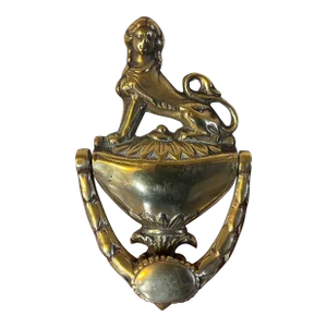 Antique 19th Century English Regency Brass Sphinx Door Knocker From London Townhouse