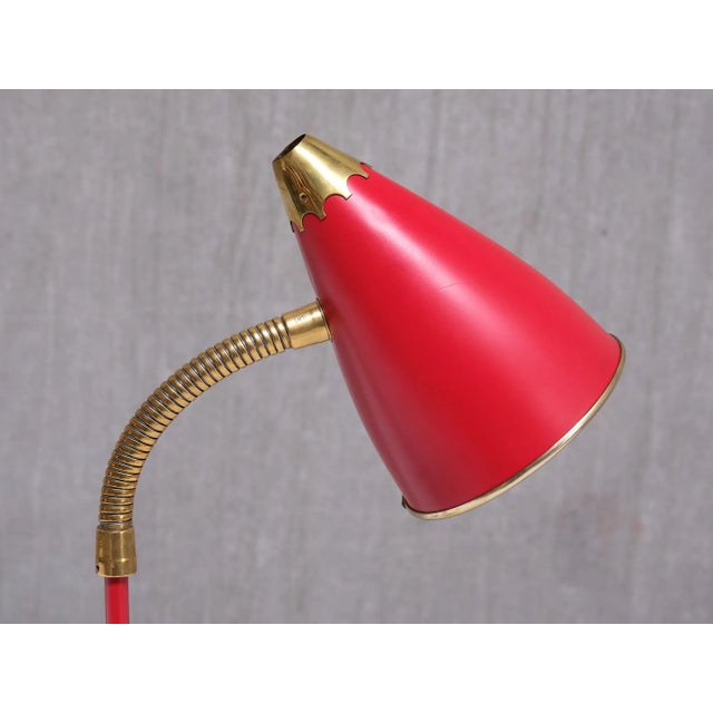 Vintage Norwegian Adjustable Table Lamps in Red Metal and Brass, 1960s, Set of 2 For Sale - Image 13 of 17
