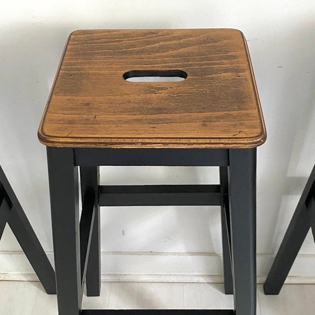 1950s High Workshop Stools, 1950s, Set of 3 For Sale - Image 5 of 9