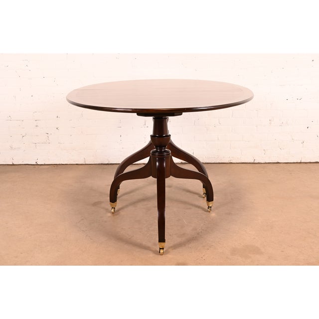 Regency Carved Mahogany Double Pedestal Extension Dining Table by Old Colony, Newly Refinished For Sale - Image 11 of 13