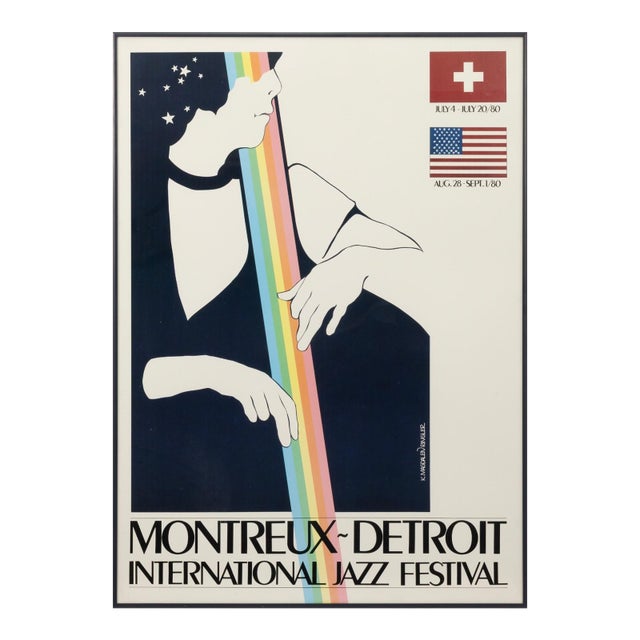 Montreux Detroit International Jazz Festival 1980 Vintage Lithographic Poster For Sale