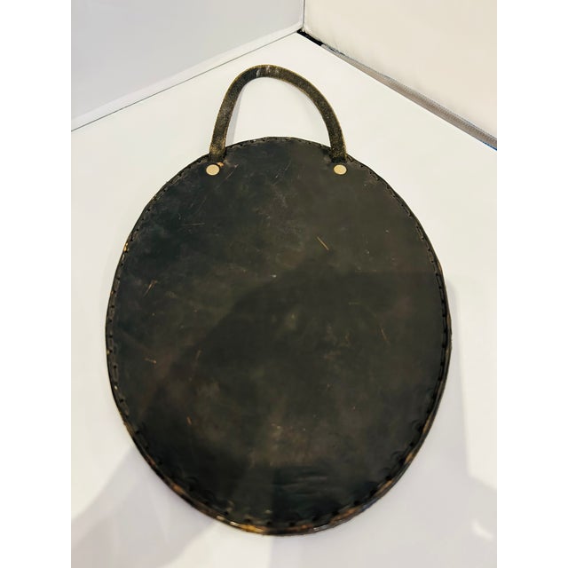1970s Handmade Leather Petite Oval Mirror Boho Fab! For Sale In Los Angeles - Image 6 of 6