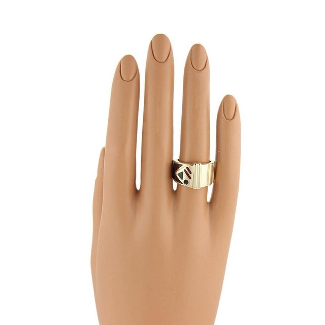 Mid 20th Century Gucci Metropolitan Enamel 18k Yellow Gold Band Ring Limited Edition - Size 5.5 For Sale In Miami - Image 6 of 6