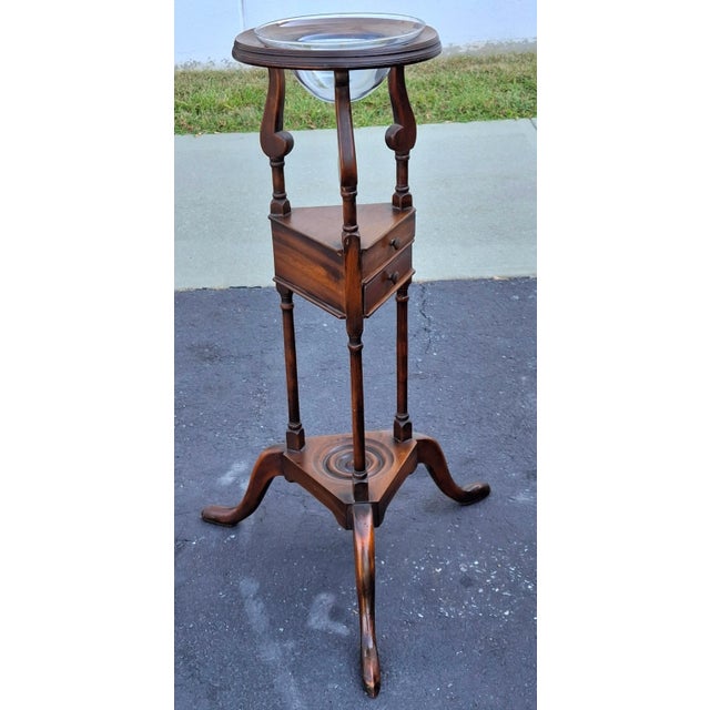 Mid 20th Century Mid 20th Century Queen Anne Style Mahogany Washstand With Glass Bowl For Sale - Image 5 of 9