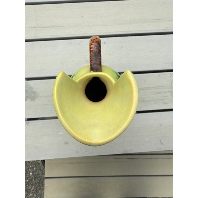1950s Roseville Apple Blossom Green 1949 Mid Century Modern Pottery Ceramic Ewer For Sale - Image 5 of 5