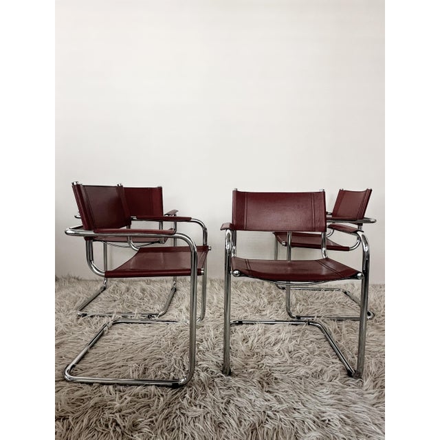 Cantilever Cognac Leather Chairs by Breuer Marcel, 1990s, Set of 4, in Very Good conditions. Designed 1920 to 1949 I have...