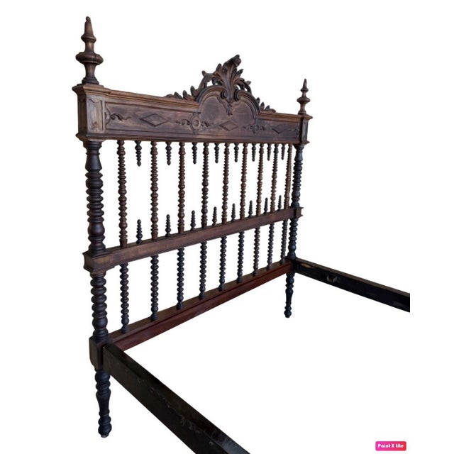 Baroque Early 20th Carved Medallions Queen Size Bed, Original Four Poster Lisbon Bed For Sale - Image 3 of 18