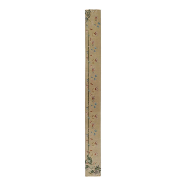 Rug & Kilim’s Extra-Long Chinese Art Deco-Style Custom Runner, Beige With Floral For Sale