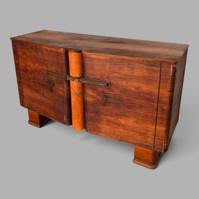 Art Deco Walnut Sideboard with Bakelite Handles, 1930s For Sale - Image 3 of 12