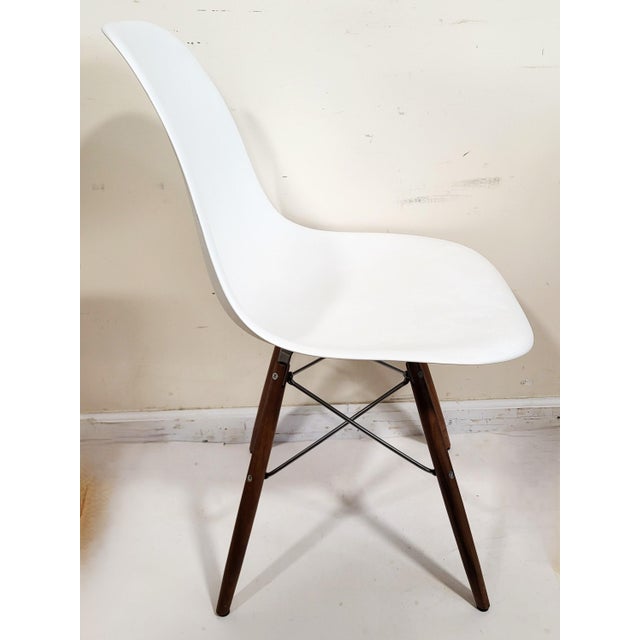 Wood Modern Walnut & Molded Plastic Eames for Herman Miller White Shell Chair For Sale - Image 7 of 18