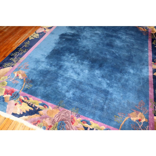 Early 21st Century Zabihi Collection Blue Chinese Art Deco Rug For Sale - Image 5 of 18
