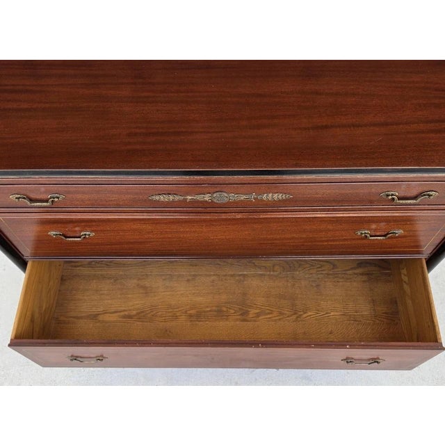 Wood Rway French Empire Commode Dresser Buffet With Glass Top For Sale - Image 7 of 18
