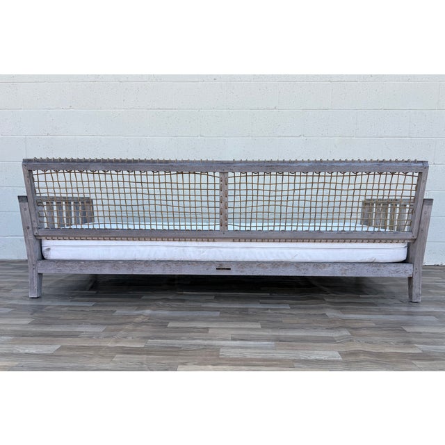 Henry Hall Serene Collection Outdoor Teak Daybed Sofa With Woven Waprolace Back | Premium Patio Lounge For Sale - Image 15 of 18