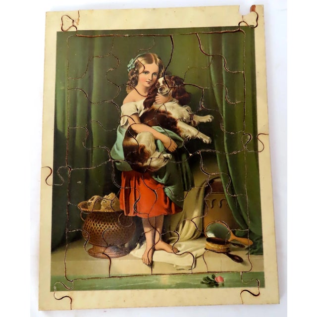Victorian Antique Victorian Lithograph on Wood Jigsaw Puzzle & Original Box Circa Late 19th Century For Sale - Image 3 of 13