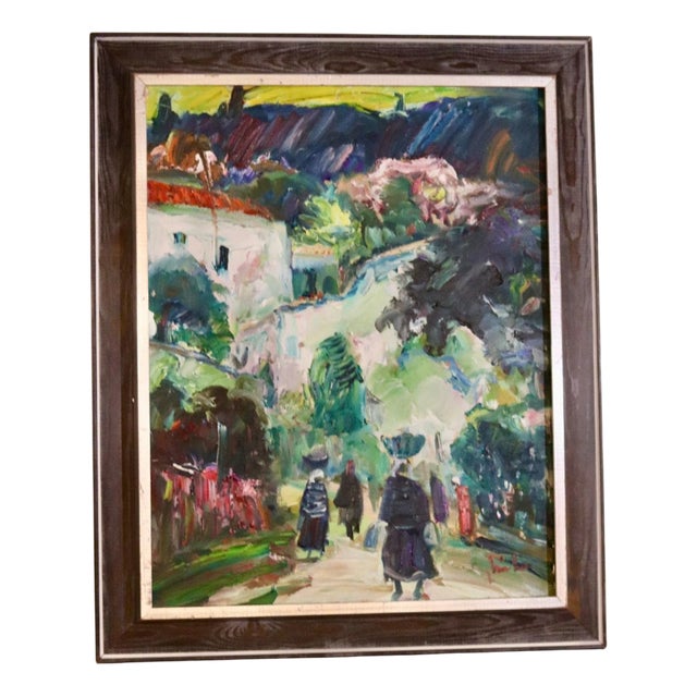 Eric Lo Ohlqvist, Southern Village, 1960s, Oil on Canvas, Framed For Sale
