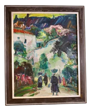 Eric Lo Ohlqvist, Southern Village, 1960s, Oil on Canvas, Framed