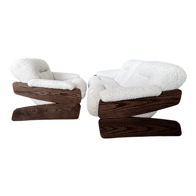 Set of Vintage Brutalist Sofa and Lounge Chair, 1970s For Sale