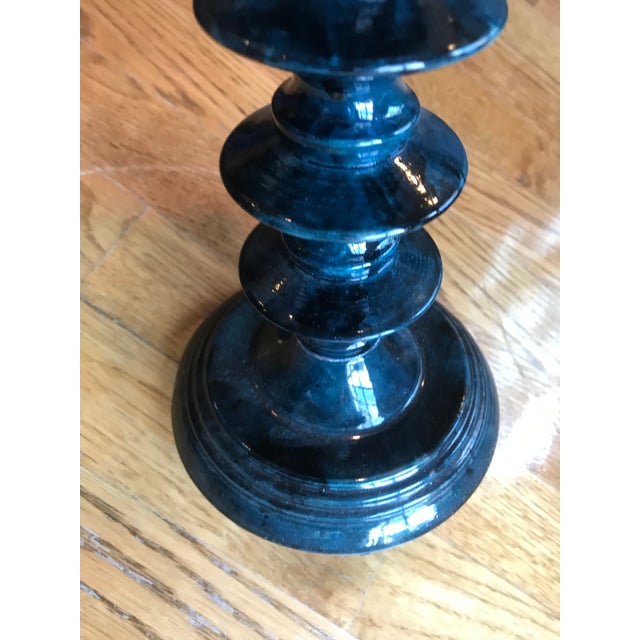 Vintage Navy Blue Pillar Candle Holder Chairish