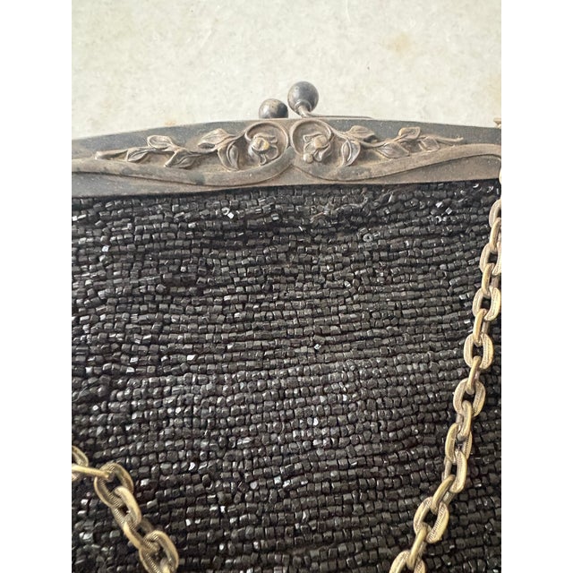 Art Deco Beaded and Silver Plated Purse For Sale - Image 4 of 6