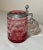 Boho Chic Rare Antique Hand Cut to Clear Ruby Glass Pewter Czech Lidded Beer Stein Mug For Sale - Image 3 of 12
