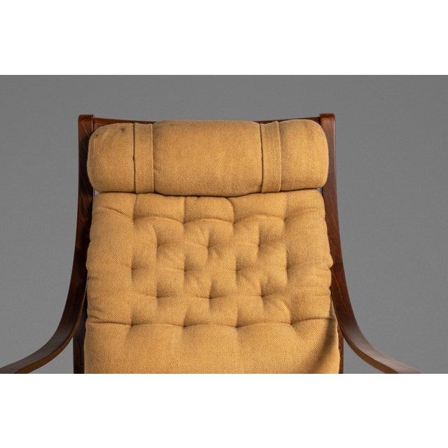 Mid-Century Danish Modern Bentwood Lounge Chair in Rosewood & Original Fabric by Fredrik A. Kayser for Vatne Møbler, Denmark, C. 1970's For Sale - Image 9 of 18