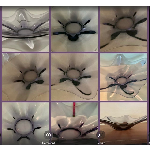 Rare 1961/62 Viking Glass Epic Number 1411. 21.50 “ Inch Low Bowl in Lilac (Teaberry) Lotus Petal For Sale - Image 9 of 10