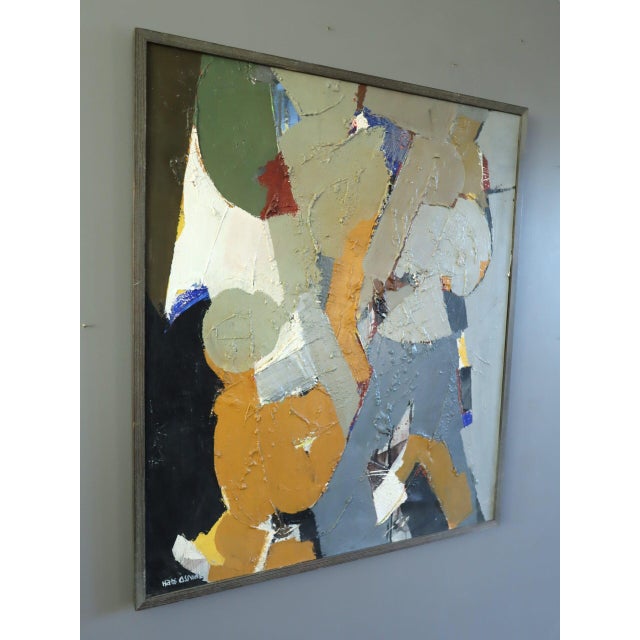 Mid-Century Modern Mid-Century Modern 'Intersecting Rhythm' Vintage Original Abstract Oil Painting by Swedish Painter Hans Osswald (1919-1983), Framed For Sale - Image 3 of 11