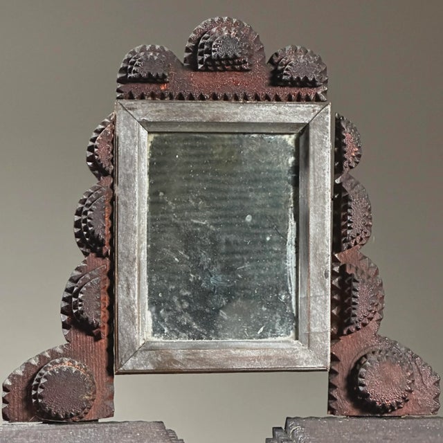 Antique Tramp Art Dresser Box With Six Drawers and Mirror/Folk Art For Sale - Image 9 of 12