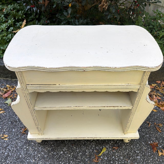 Vintage Painted Cream Nightstand/Side Table With Drawer & Open Storage For Sale - Image 11 of 11