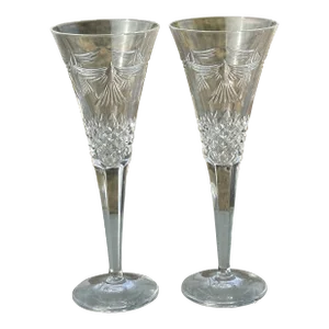 Pair of Waterford Crystal Millenium Toasting Flutes, Signed and Dated 2000