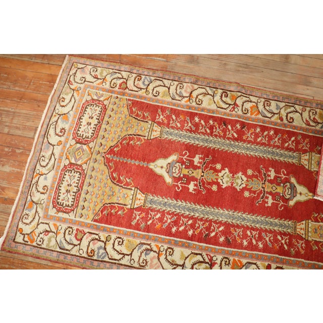 Zabihi Collection Red Vintage Turkish Prayer Rug - 3'3" x 6'1" For Sale - Image 14 of 18