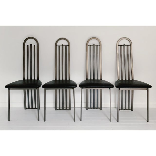 Set of 4 Vintage Metal High Back Dining Chairs Chairish