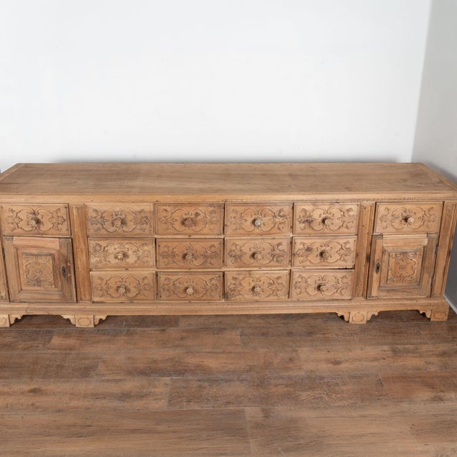 19th Century French Bleached Oak Sideboard Buffet With 14 Drawers For Sale - Image 4 of 18