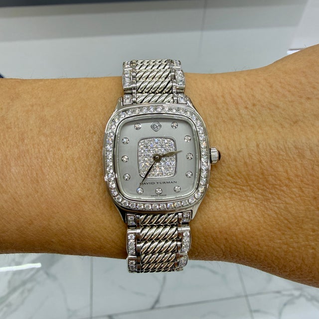 Ladies David Yurman Thoroughbred 31mm T304-XSST Diamond Steel Quartz Watch For Sale - Image 9 of 9
